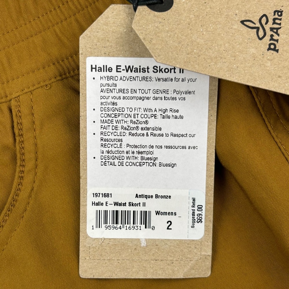 Prana Halle E-Waist Skort II Antique Bronze Women Size 2 Recycled ReZion 1971681 - Picture 2 of 11